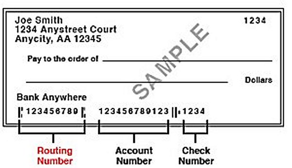 routing number on check